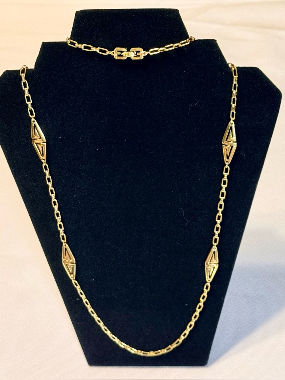 Givenchy Gold-Tone Link Necklace with Geometric Accents